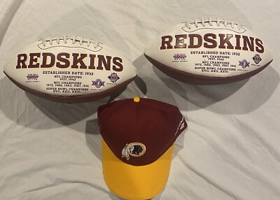 #ad Vintage NFL Washington Redskins Memorabilia Lot Of 2 NFL Team FOOTBALLS A Hat