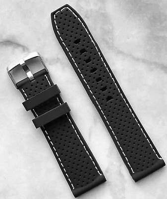 #ad Diver Sporting Rubber Silicone Black Watch strap Band Color Stitching 20mm 22mm