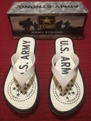 #ad women#x27;s sandals flip flops U.S. ARMY off white size 8US Rubber
