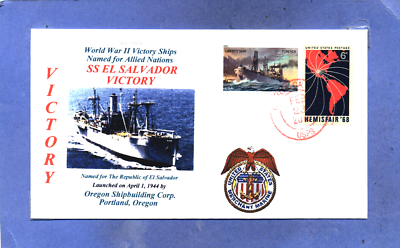 #ad EL SALVADOR VICTORY WW II Ship named for the Republic of El Salvador Handstamped