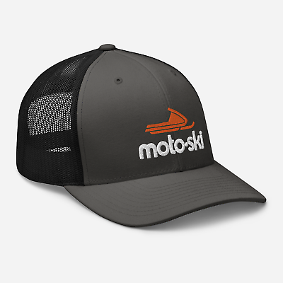 #ad Moto Ski Moto Ski Logo Snowmobiles Embroidered Trucker Cap Snapback Hat 7 Color