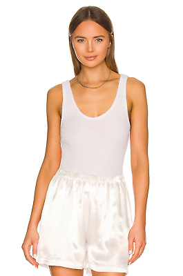 #ad ENZA COSTA Terry Knit Scoop Tank White M $125 B3 149