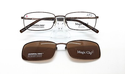 #ad New Magic Clip M398 Magnetic Eyeglass Frame With Clip On Sunglasses Combo