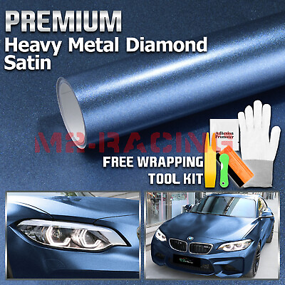 #ad Heavy Metal Diamond Satin Storm Blue Car Vinyl Wrap Decal Sticker Sheet Film DIY $315.00