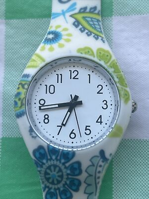 #ad Blue And Green Colored Floral Easy Read Women’s Quartz Watch