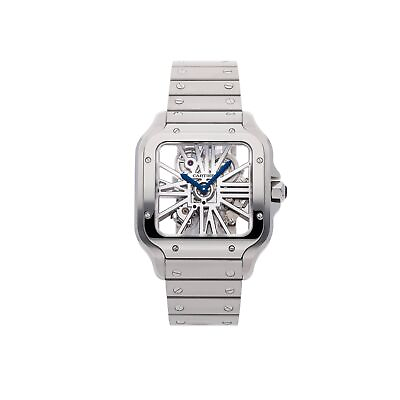 #ad Cartier Santos de Cartier Large Model Manual Steel Mens Bracelet Watch WHSA0007