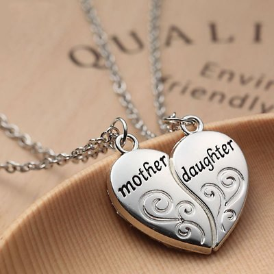 #ad Love Mother Daughter Heart Necklace Mom Pendant Mother#x27;s Day Jewelry Women Gift