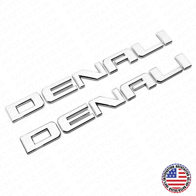 #ad 2x Denali Door Tailgate Letter Nameplate Emblem SUV HD Badge GMC 3D HD Chrome