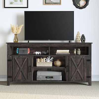 #ad Farmhouse Barn Door TV Stand Entertainment Center Console For 65 60 55 inch TV