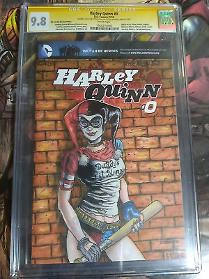 #ad Cgc ss Harley Quinn 0Heroes Edition 9.8 Steve Lydic Sketch Front And Back