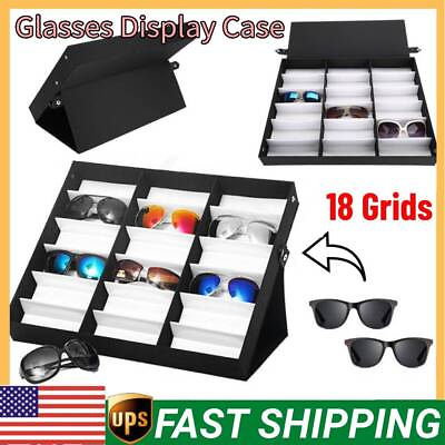 #ad Glasses Display Case Sunglasses Storage Box Glasses Jewelry Display Box Black