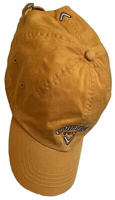 #ad Callaway Golf Cap Unstructured Relaxed Buckle Strap Embroidered Gold Yellow Hat