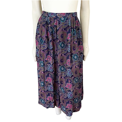 #ad Vintage SUSAN BRISTOL Retro Printed Midi Skirt WOMEN#x27;S 12