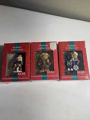 #ad Holiday Collection Limited Edition Set Of Three Ornaments Christmas in box. NOS