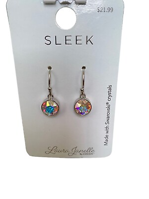 #ad Laura Janelle Sleek 1” Dange Drop Silver Tone Earrings NWT