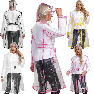 #ad Womens Poncho Transparent Jackets Rain Raincoat Waterproof Coat EVA Rainwear