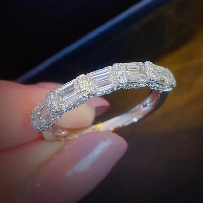 #ad 925 Silver Cubic Zirconia Rings Pretty Women Anniversary Jewelry Size 6 10