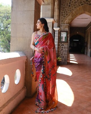 #ad Party Bollywood Sari Indian Wedding Wear Blouse Pakistani Ethnic Designer Saree