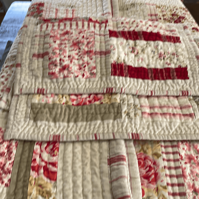 #ad 3 piece Patchwork Quilt 100% Cotton Quilt Striped Floral Reversible Quilt Vin