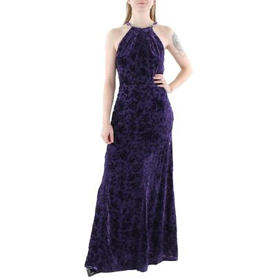 #ad Lauren Ralph Lauren Womens Velvet Floral Halter Evening Dress Gown BHFO 5428