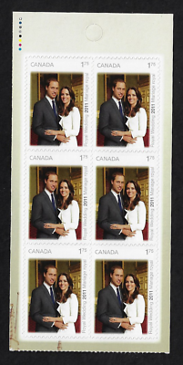 #ad Canada Pane of 6 Half Booklet Prince William amp; Catherine Middleton #2466 67 $14.00