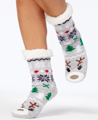#ad Charter Club Womens Winter Novelty Slipper Socks Grey