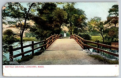 #ad Concord Massachusetts MA Colorful The Battle Ground Vintage Postcard