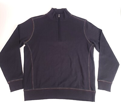 #ad Bugatchi Sweater Sweatshirt Mens Size Small 1 4 Zip Black Rainbow Stitching
