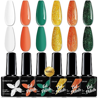#ad MOROVAN Gel Polish UV Led Soak Off GS41 Glitter Green Orange Free Gift Sets