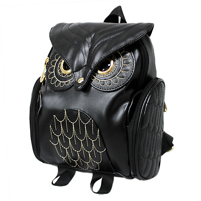 #ad Women#x27;s Owl Leather Backpack Embossed Zipper School Bag Daypacks Bookbag Hot tbn