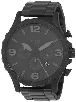 #ad Fossil Men#x27;s Nate Quartz Stainless Steel Chronograph Watch Color: Black Stainle