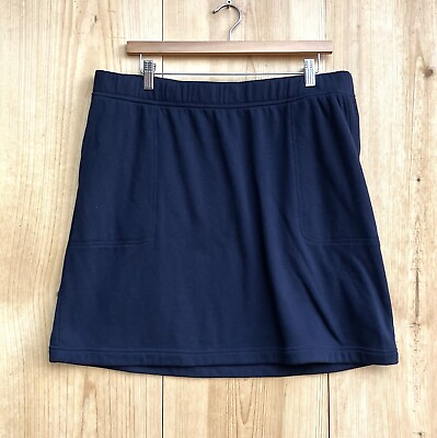 #ad J. Jill Navy Blue Soft Skirt Pockets Sz Large