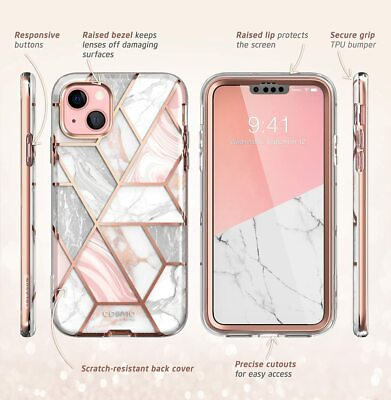 #ad i Blason New For Apple iPhone 13 Mini Stylish Marble Case 5.4 inch Screen Cover