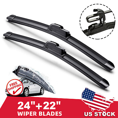 #ad 24quot;amp;22quot; Windshield Wiper Blades Premium OEM Hybrid silicone J Hook High Quality