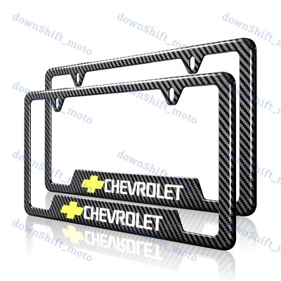 #ad 2PCS CHEVROLET Carbon Fiber Look License Plate Frame ABS CHEVY