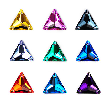 #ad Triangle DIY Sewing Crystal Strass Sew On Stones Glass Beads FlatBack Rhinestone