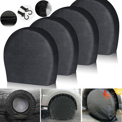 #ad 4* Waterproof Tire Covers Wheel amp; Tyre RV Trailer Camper Sun Protector 30 31quot;
