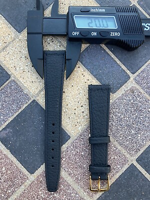 #ad Black Genuine Leather Watch Strap