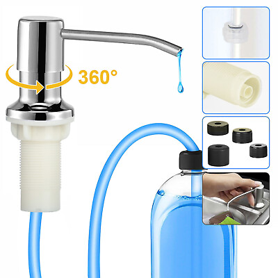 #ad 360° Sink Soap Dispenser Stainless Steel Kitchen Hands Liquid Pump Bottle Tube