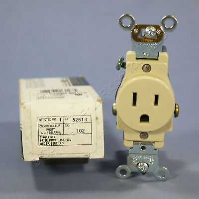 #ad New Leviton Ivory Industrial Single Outlet Receptacle NEMA 5 15R 15A 125V 5251 I