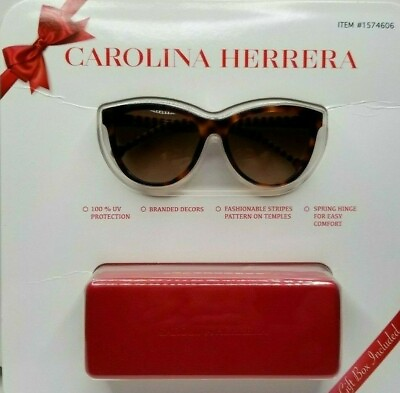#ad Carolina Herrera Sunglasses Brown Tortoise Stripes Frame Brown Lens