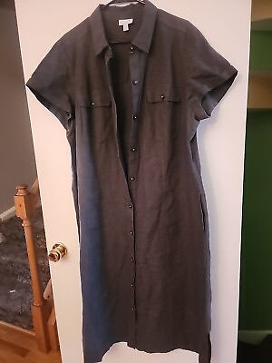 #ad J. Jill Navy Love Linen Collared Shirt Dress Pockets Sz 2x