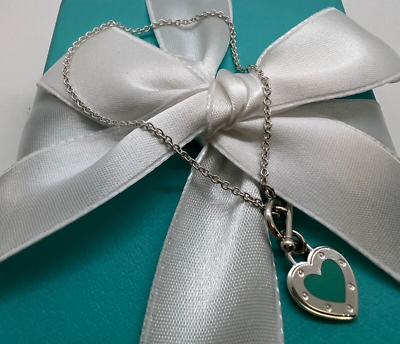 #ad NEW Tiffany amp; Co. Mini RTT Love Blue Heart Toggle Chain Bracelet Sterling 925