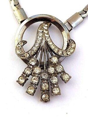#ad Vintage Art Deco Crystal Necklace 1950#x27;s Vintage Jewelry