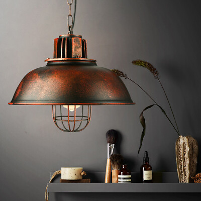 #ad Rustic Industrial Vintage Metal Cage Pendant Light Hanging Ceiling Lamp Fixture