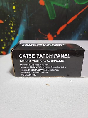 #ad WBOX 0E C5EPP12V Cat 5E Patch Panel 12 Port Vertical Mount W Bracket
