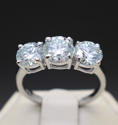 #ad 2.50tcw 3 Stone E F Color VVS1 Diamond Lab Created Engagement Ring $3000 Retail