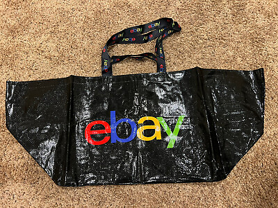 #ad eBay Branded Large Black Reusable Tote Shopping Bag open swag