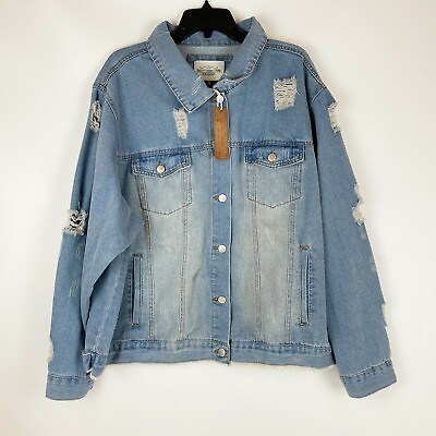 #ad Ashley Vintage Charm Denim Jacket Distressed 3X