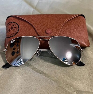 #ad Ray Ban Aviator Sunglasses RB3025 58 14mm Silver Frame Silver Mirror Lens